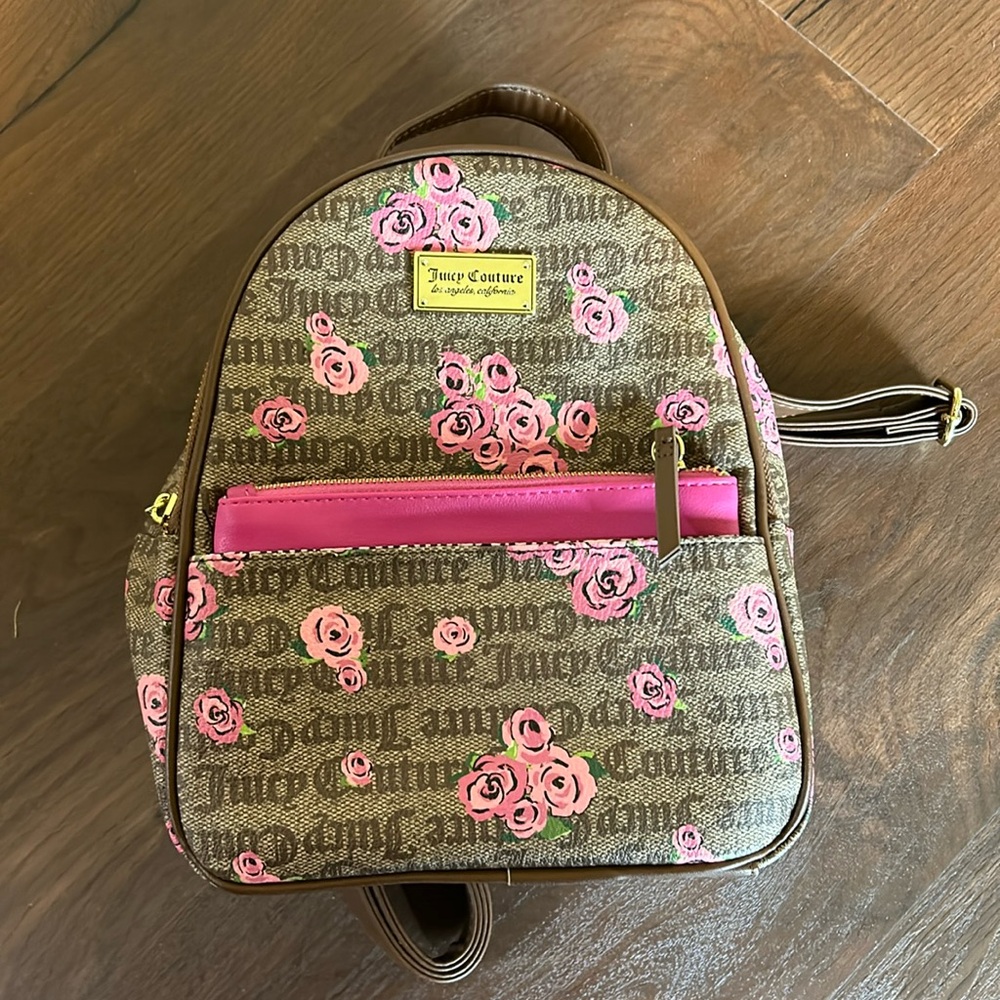 Juicy Couture Brown/Pink Floral mini-backpack NWOT
